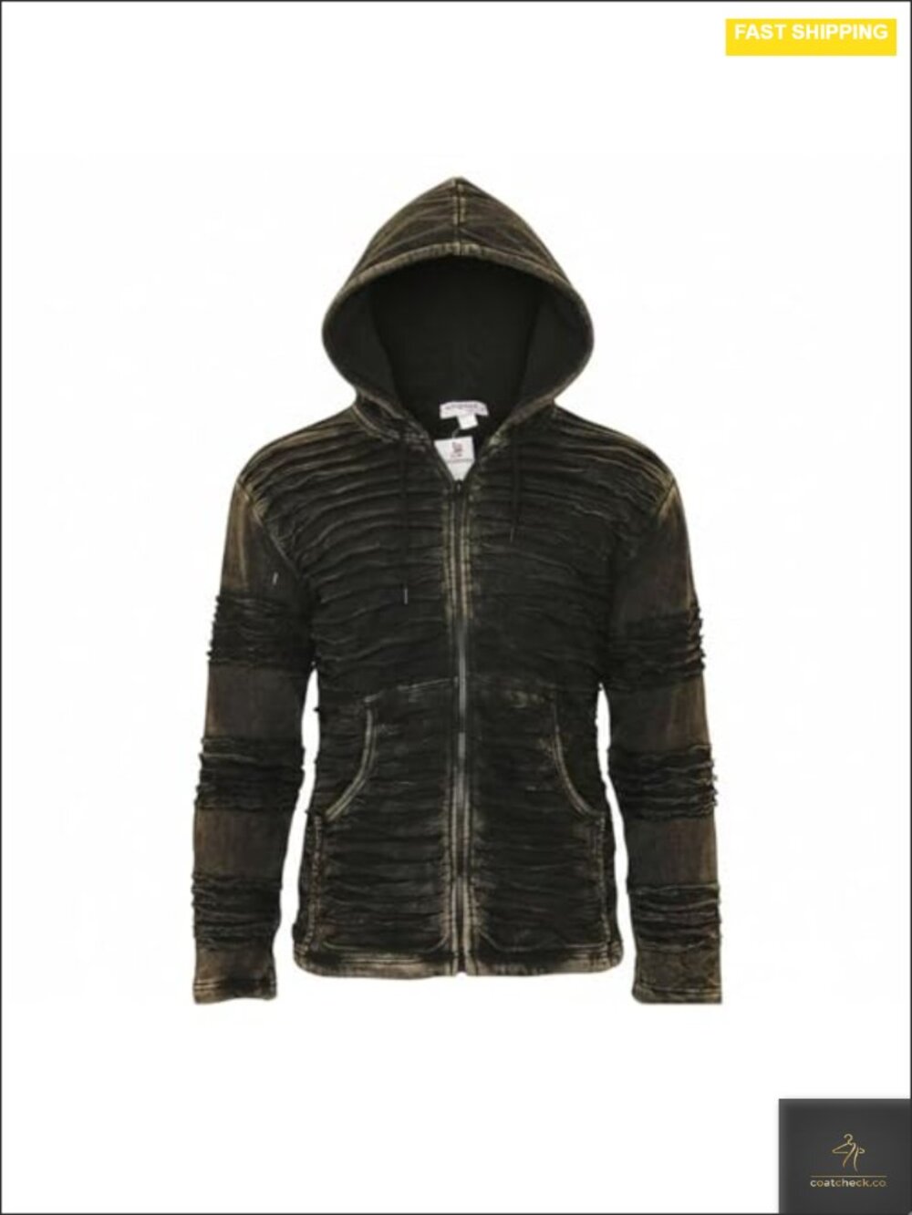 Men's Gothic Fleece Lined Hooded Zip Up Winter Jacket